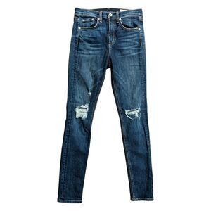 Rag & Bone New York Women's Elton Wholes High Rise Skinny Distress Jeans Size 26